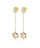 Galeiras Double Flower Gold Drop Earrings | Iluka Jewellery