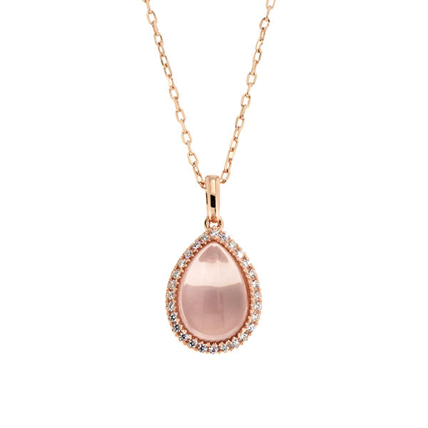 Quartz Rose Silver Pendant & Chain | Iluka Jewellery