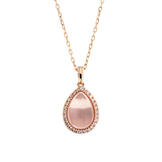 Quartz Rose Silver Pendant & Chain | Iluka Jewellery