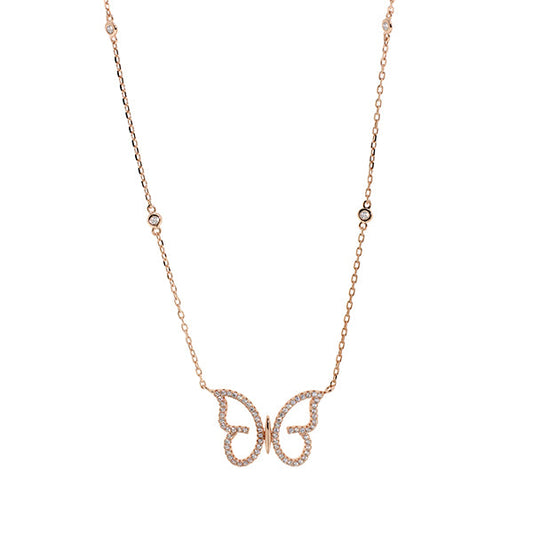 Cubic Butterfly Rose Gold Silver Necklace | Iluka Jewellery