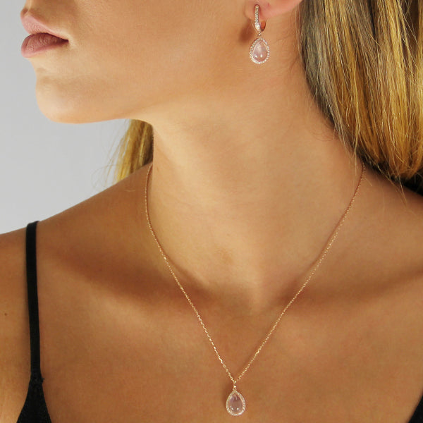 Quartz Rose Silver Pendant & Chain | Iluka Jewellery