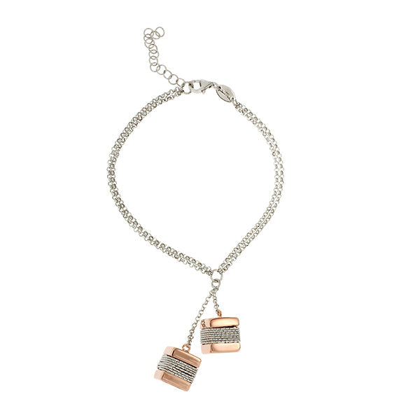 Fabroso Two Tone Shimmering Cube Silver Bracelet | Iluka Jewellery