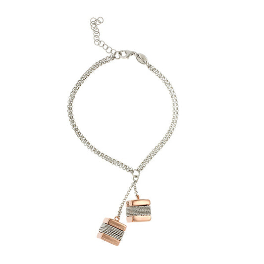 Fabroso Two Tone Shimmering Cube Silver Bracelet | Iluka Jewellery