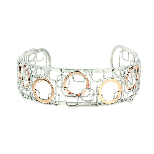 Fabroso Two tone Geometric Cuff Bangle | Iluka Jewellery