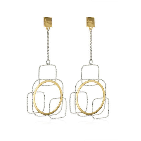 Fabroso Two Tone Geometric Earrings | Iluka Jewellery