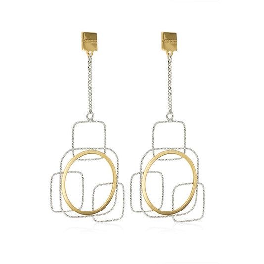 Fabroso Two Tone Geometric Earrings | Iluka Jewellery