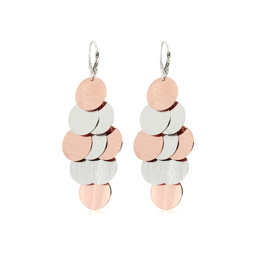 Fabroso Two Tone Shimmering Disc Silver Earrings | Iluka Jewellery