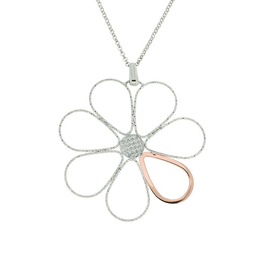 Fabroso Two Tone Cubic Zirconia pendant & chain | Iluka Jewellery