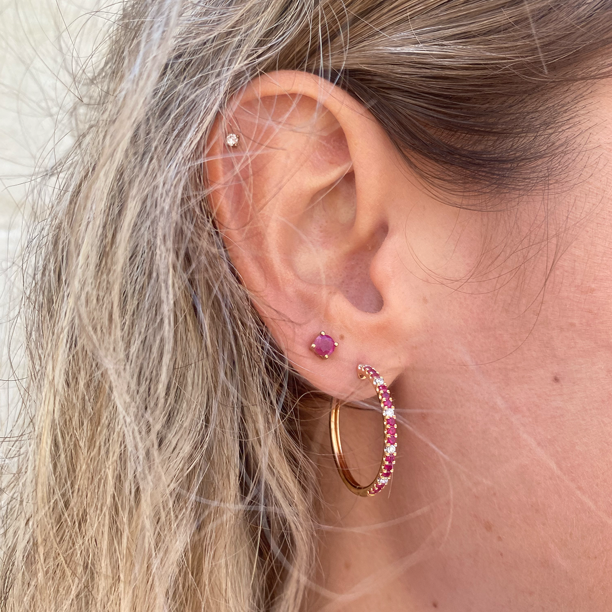 Burmese Ruby Stud Earrings in 9kt Yellow Gold | Iluka Jewellery